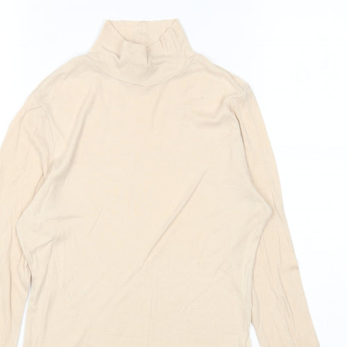 Topshop Womens Beige Lyocell Basic T-Shirt Size 12 High Neck
