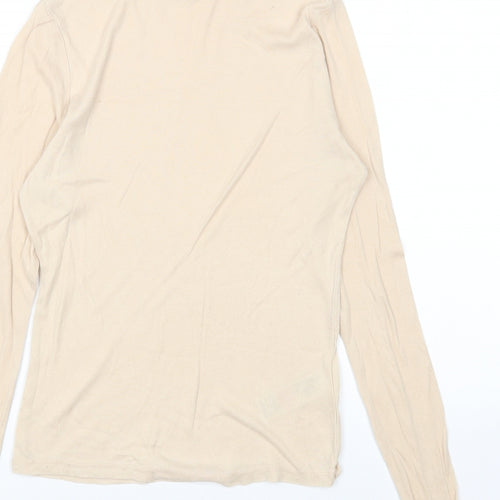 Topshop Womens Beige Lyocell Basic T-Shirt Size 12 High Neck
