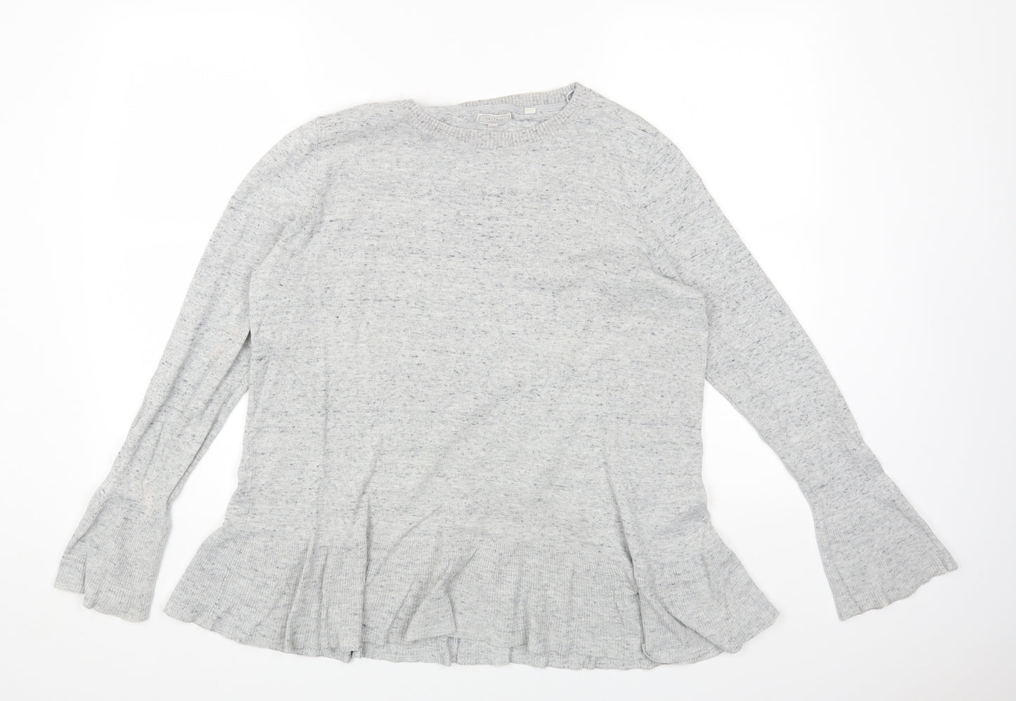 Fat Face Womens Grey Cotton Basic T-Shirt Size 14 Round Neck