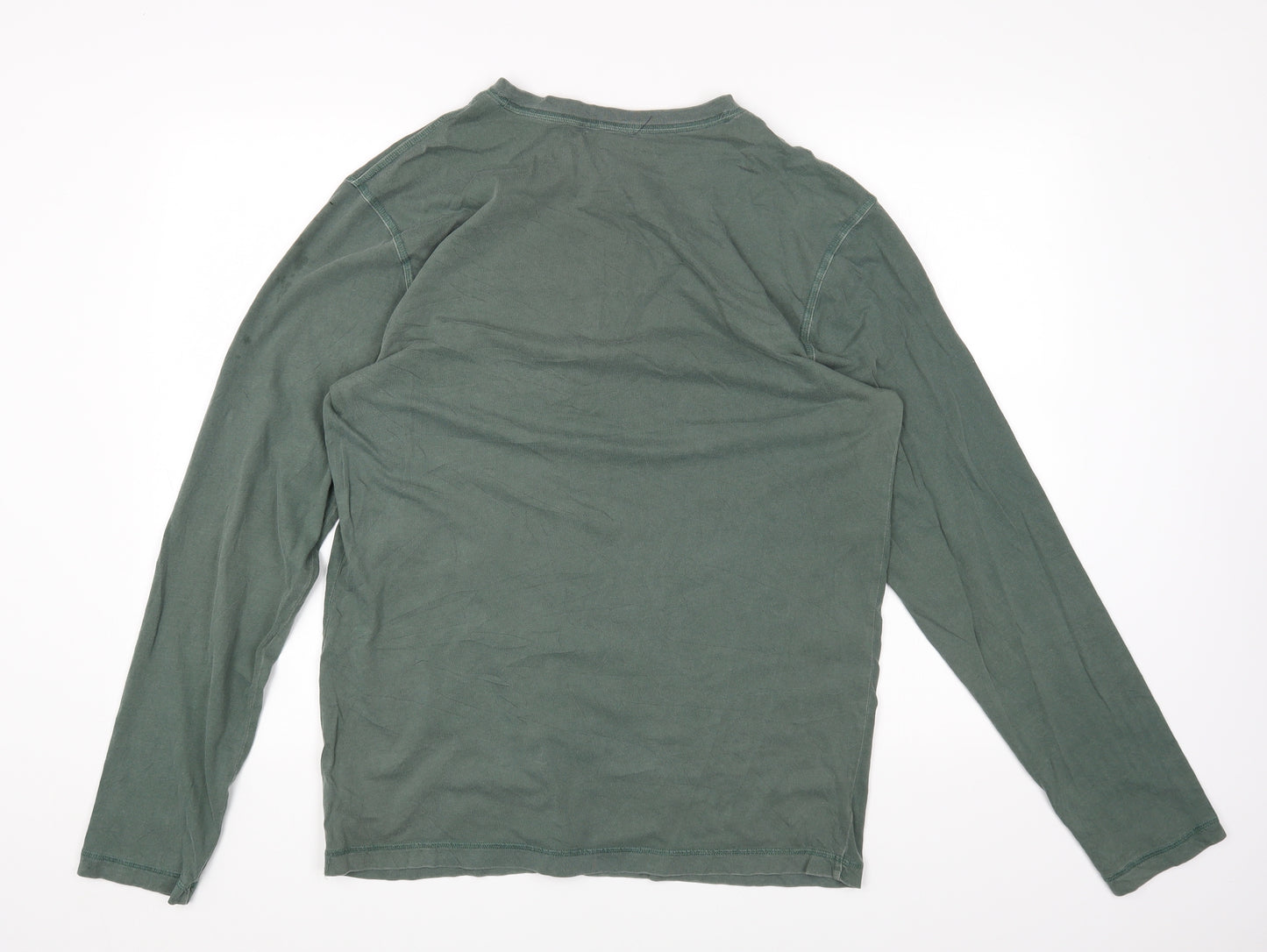 Gap Mens Green Cotton T-Shirt Size L Henley