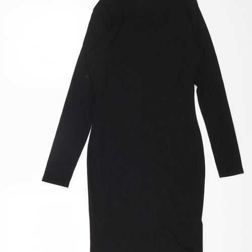 New Look Womens Black Cotton Bodycon Size 10 Round Neck Pullover
