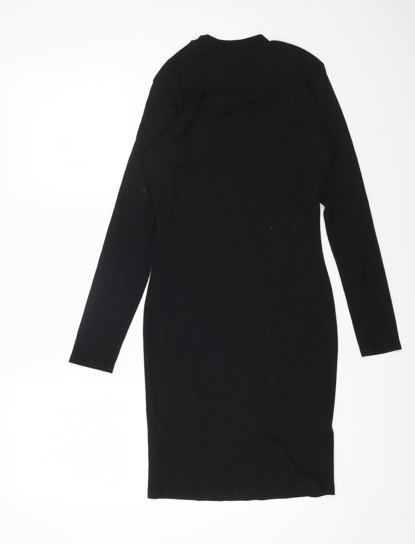 New Look Womens Black Cotton Bodycon Size 10 Round Neck Pullover