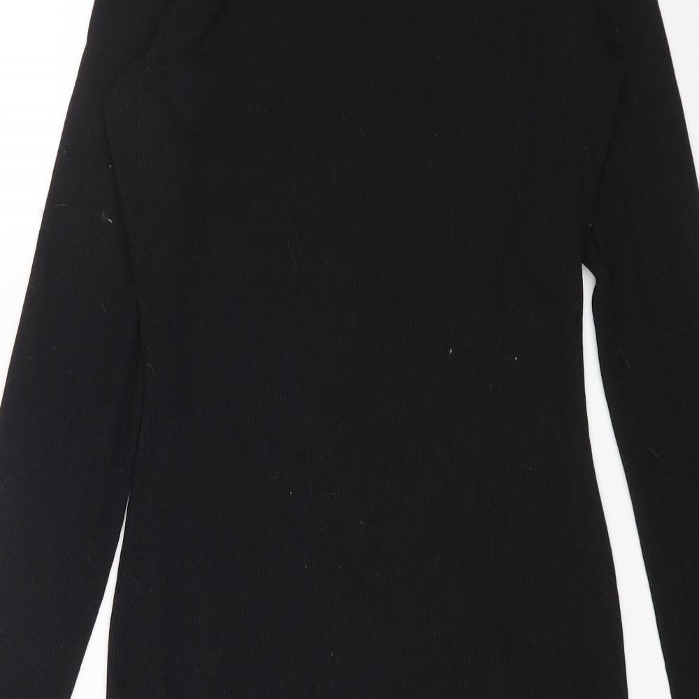 New Look Womens Black Cotton Bodycon Size 10 Round Neck Pullover