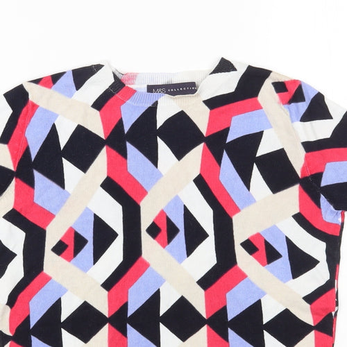 Marks and Spencer Womens Multicoloured Round Neck Viscose Pullover Jumper Size 8