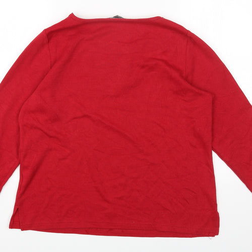 Bonmarché Womens Red Round Neck Polyester Pullover Jumper Size M