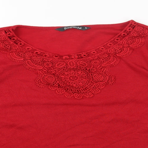 Bonmarché Womens Red Round Neck Polyester Pullover Jumper Size M