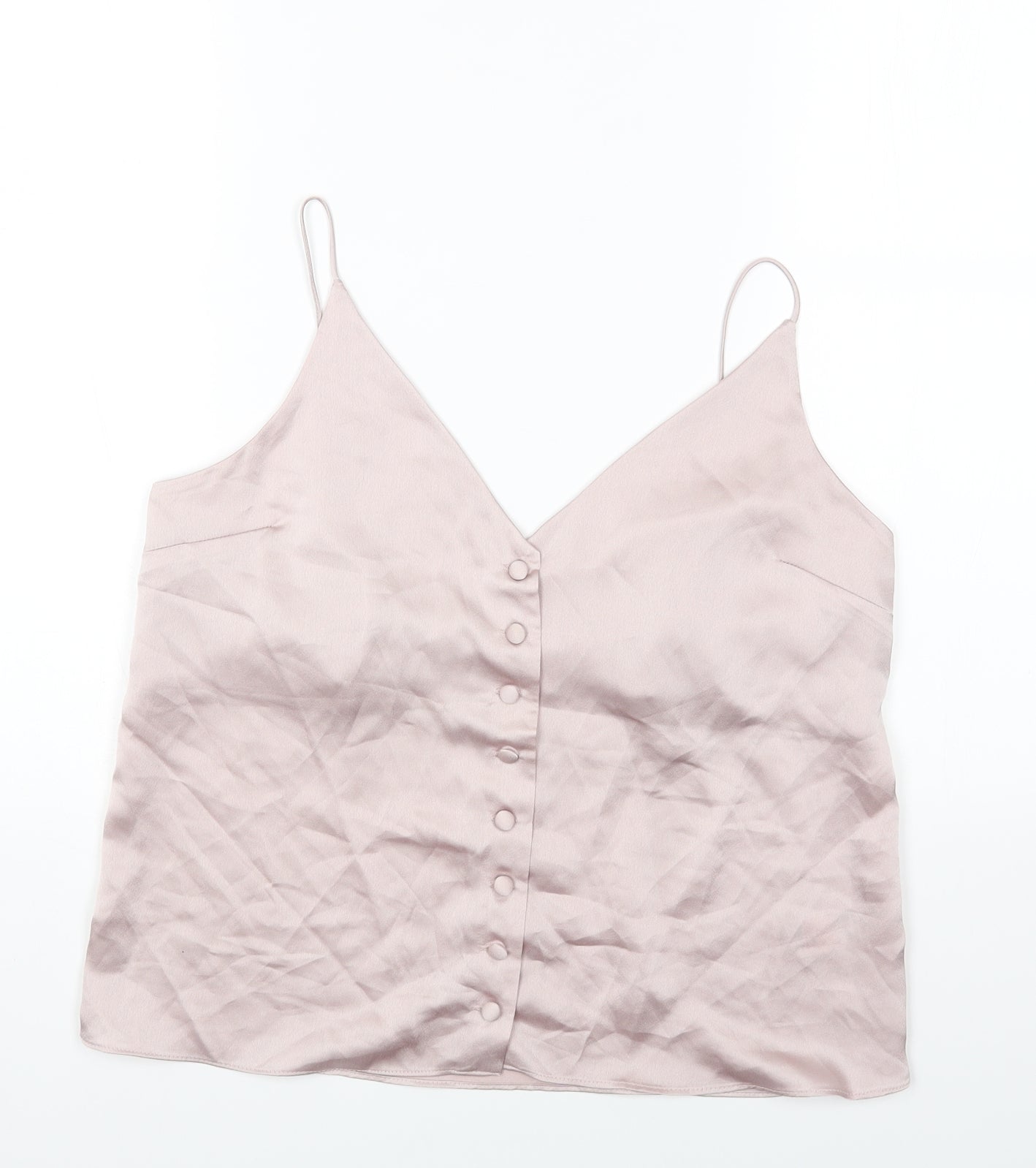 Topshop Womens Pink Polyester Camisole Tank Size 10 V-Neck