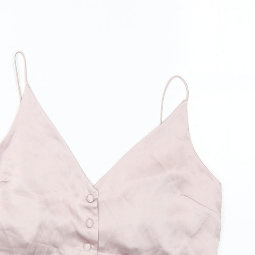 Topshop Womens Pink Polyester Camisole Tank Size 10 V-Neck