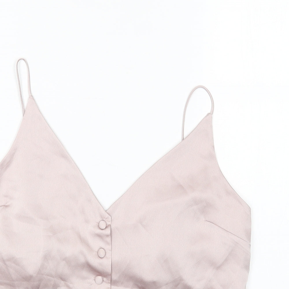 Topshop Womens Pink Polyester Camisole Tank Size 10 V-Neck