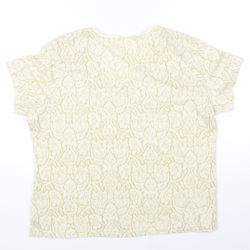 Bonmarché Womens Beige Geometric Acrylic Basic T-Shirt Size L Round Neck
