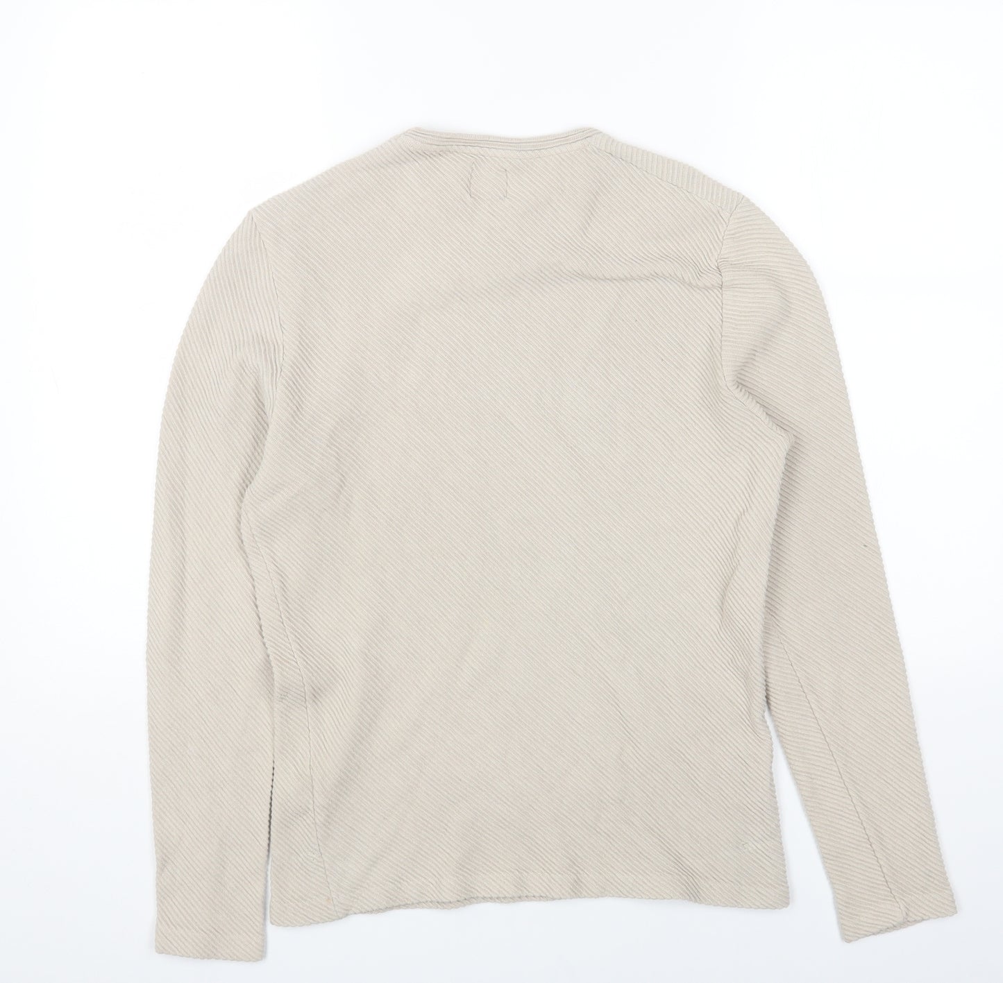 Zara Womens Beige Cotton Basic T-Shirt Size M Round Neck