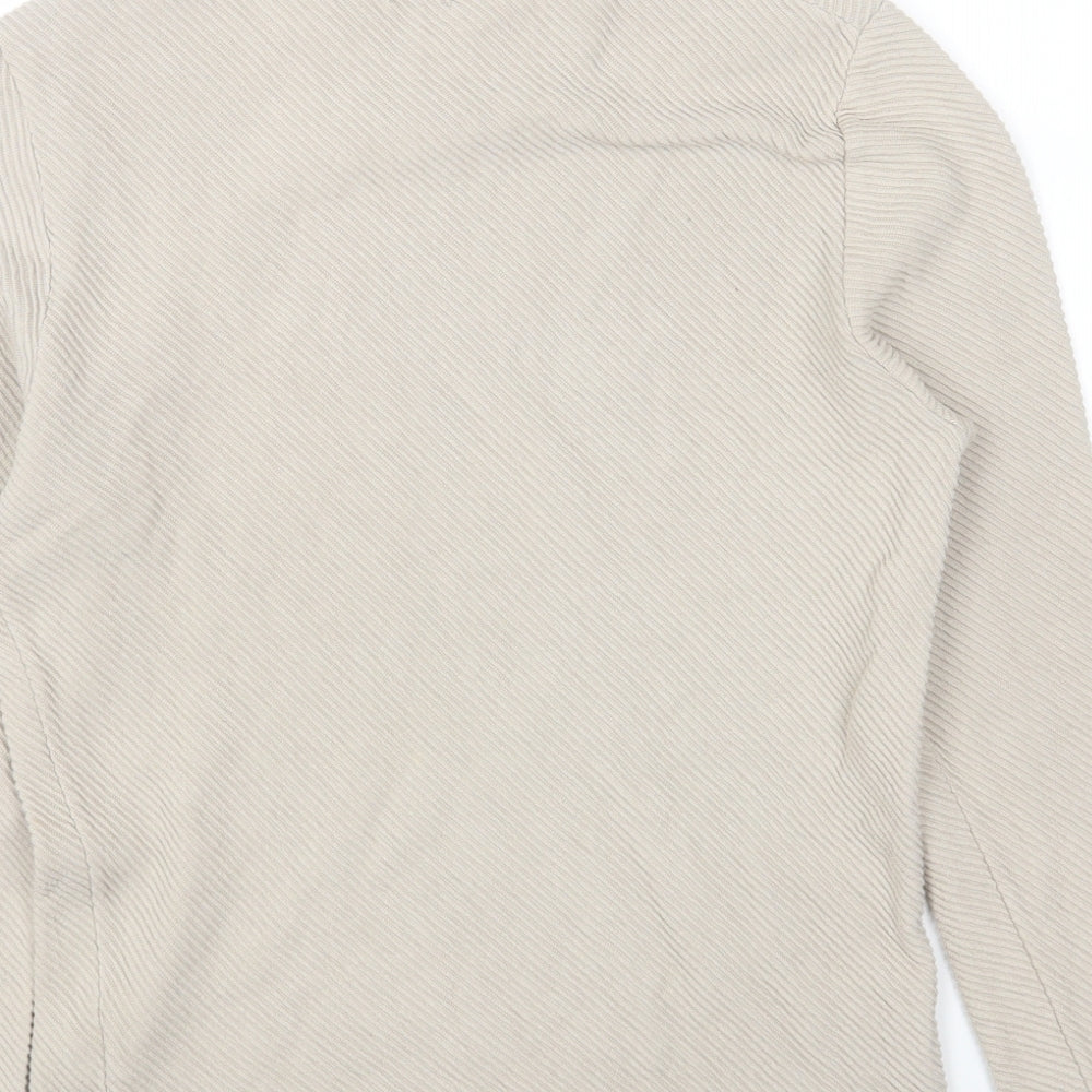 Zara Womens Beige Cotton Basic T-Shirt Size M Round Neck