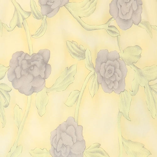Berkertex Womens Yellow Floral Polyester A-Line Skirt Size 16 Button
