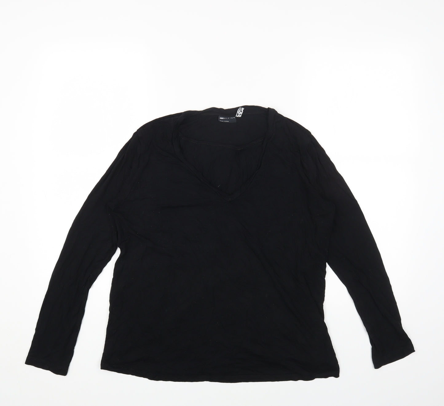 ASOS Womens Black Viscose Basic T-Shirt Size 10 Scoop Neck