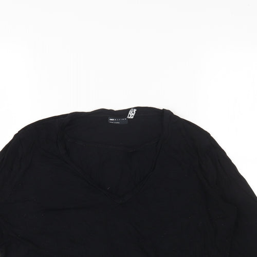 ASOS Womens Black Viscose Basic T-Shirt Size 10 Scoop Neck