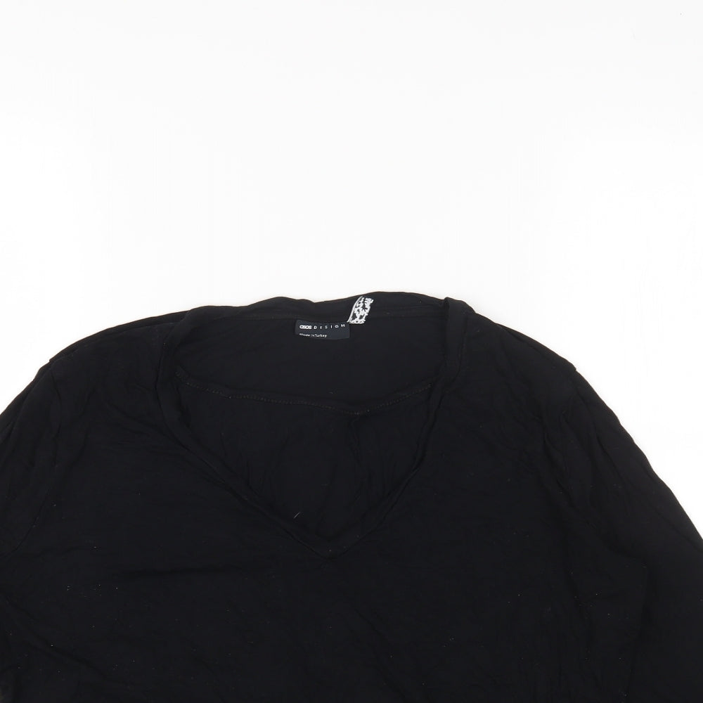 ASOS Womens Black Viscose Basic T-Shirt Size 10 Scoop Neck