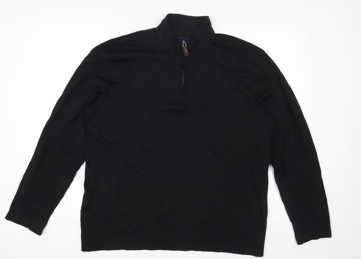 JACHS Womens Black High Neck Cotton Pullover Jumper Size M