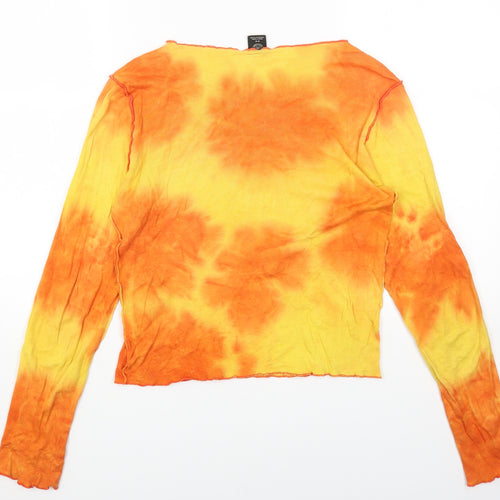 Urban Outfitters Womens Multicoloured Cotton Cropped T-Shirt Size M Round Neck - Mushroom Tie Dye
