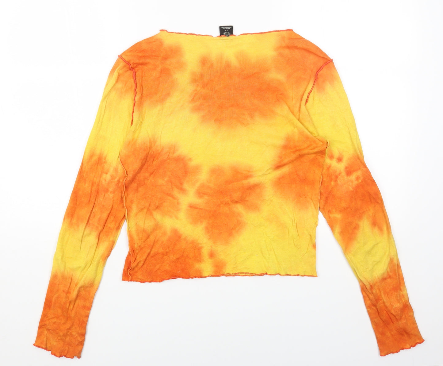 Urban Outfitters Womens Multicoloured Cotton Cropped T-Shirt Size M Round Neck - Mushroom Tie Dye