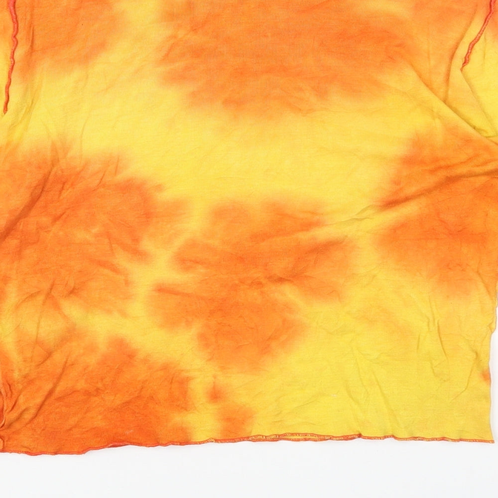 Urban Outfitters Womens Multicoloured Cotton Cropped T-Shirt Size M Round Neck - Mushroom Tie Dye