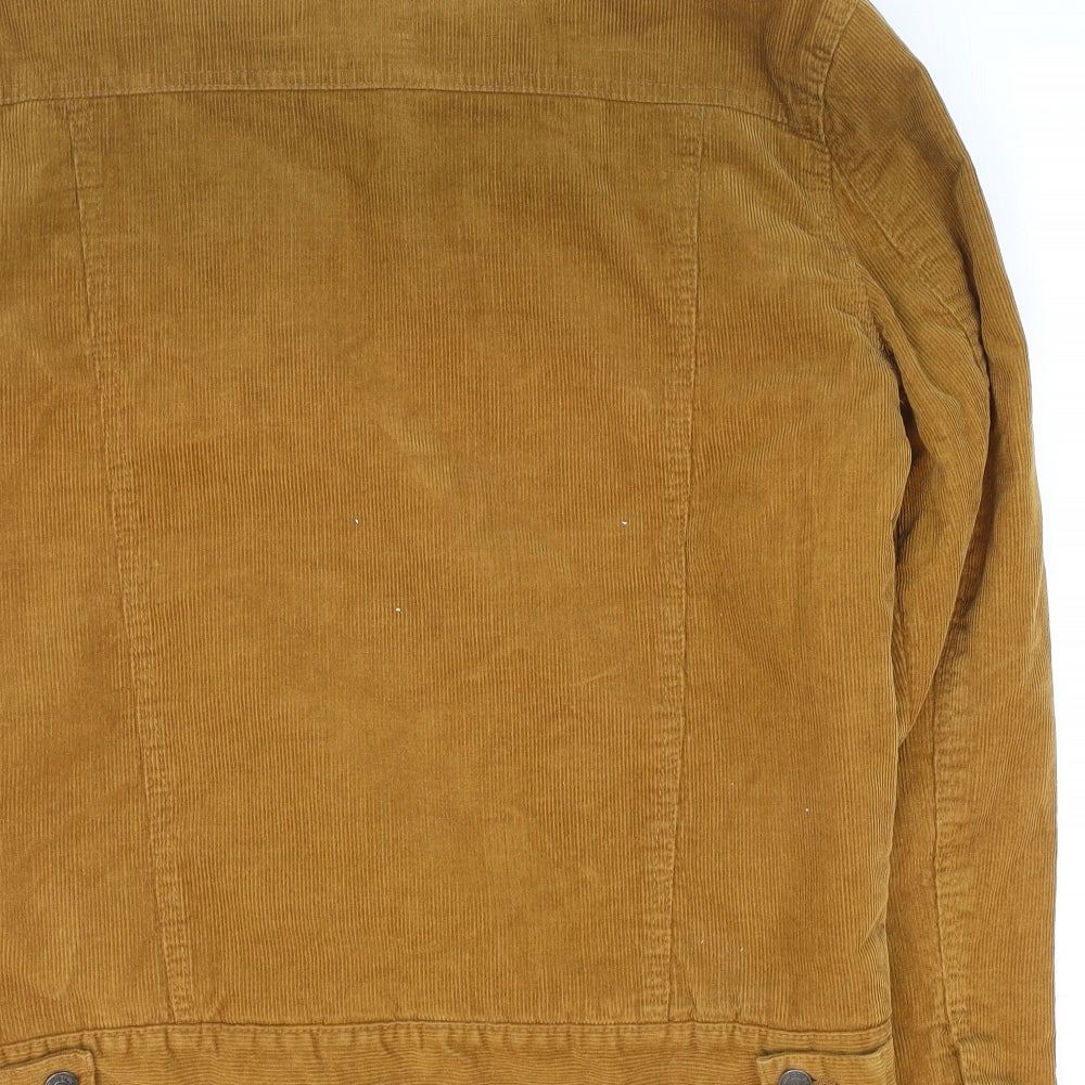 Primark Mens Brown Bomber Jacket Jacket Size M Button - Fleece