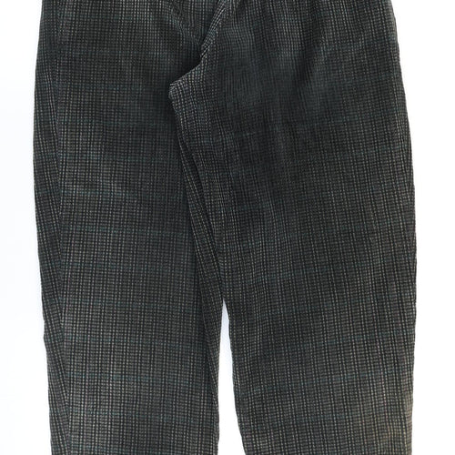 St Michael Womens Green Cotton Trousers Size 14 L28 in Regular Zip