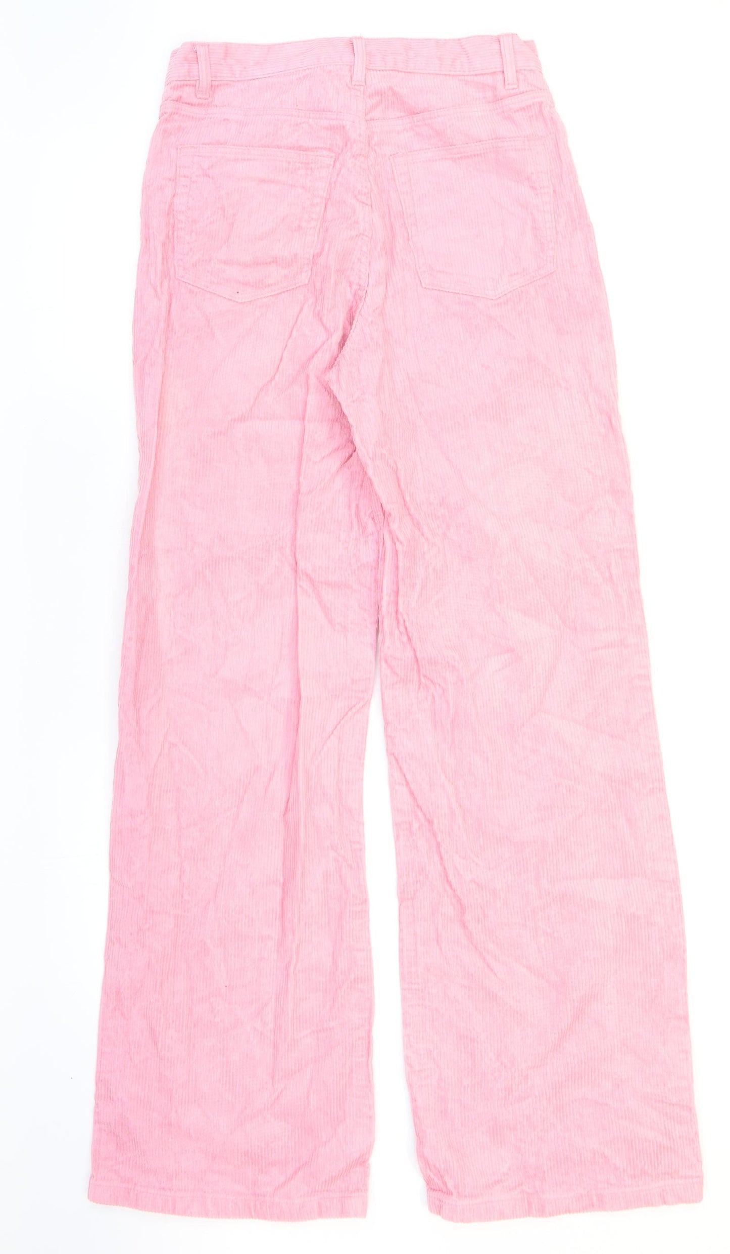 Monki Womens Pink Cotton Trousers Size 10 L31 in Regular Zip