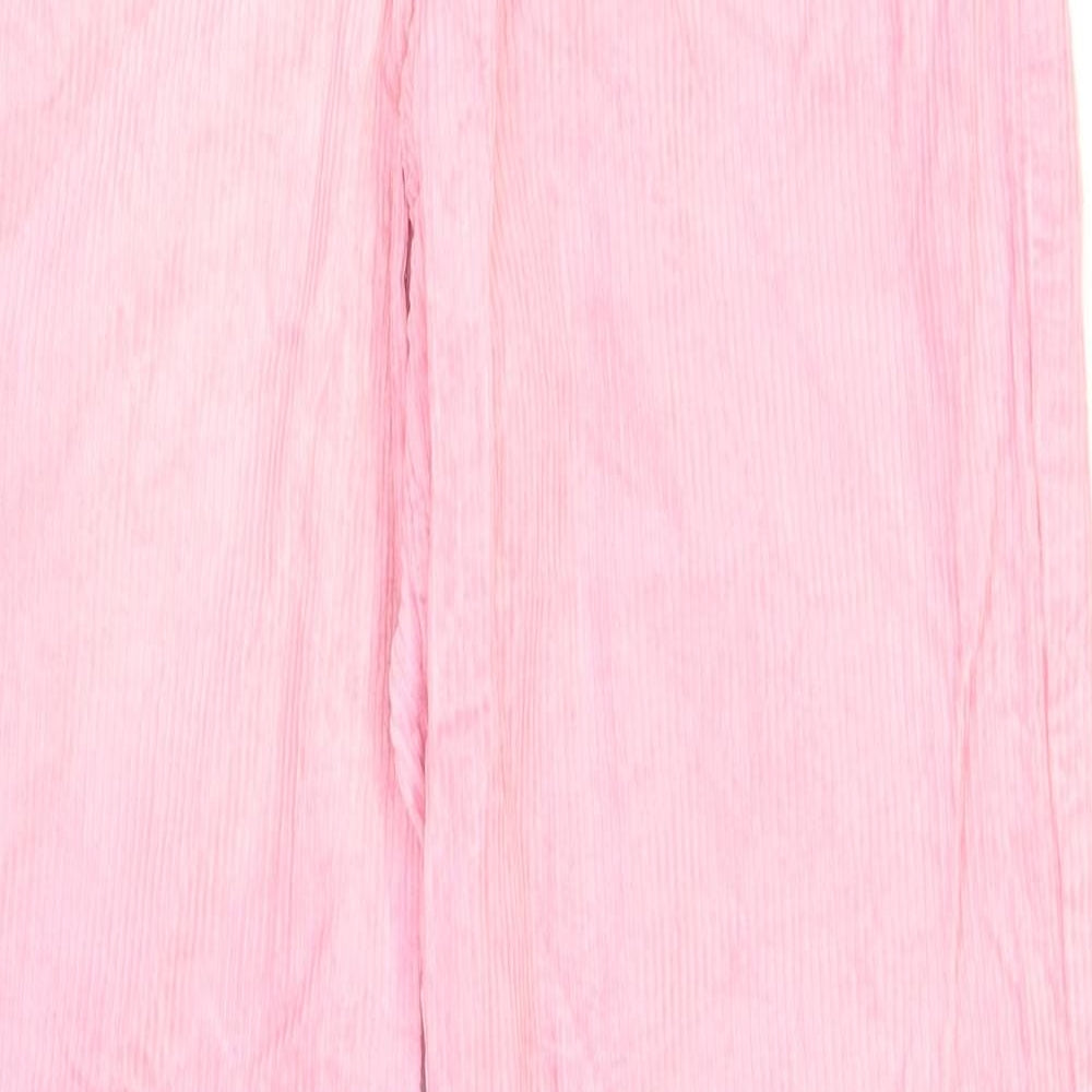 Monki Womens Pink Cotton Trousers Size 10 L31 in Regular Zip