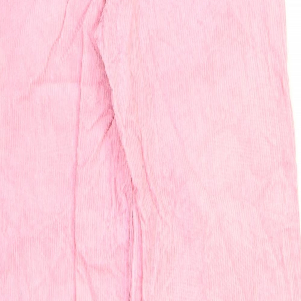Monki Womens Pink Cotton Trousers Size 10 L31 in Regular Zip