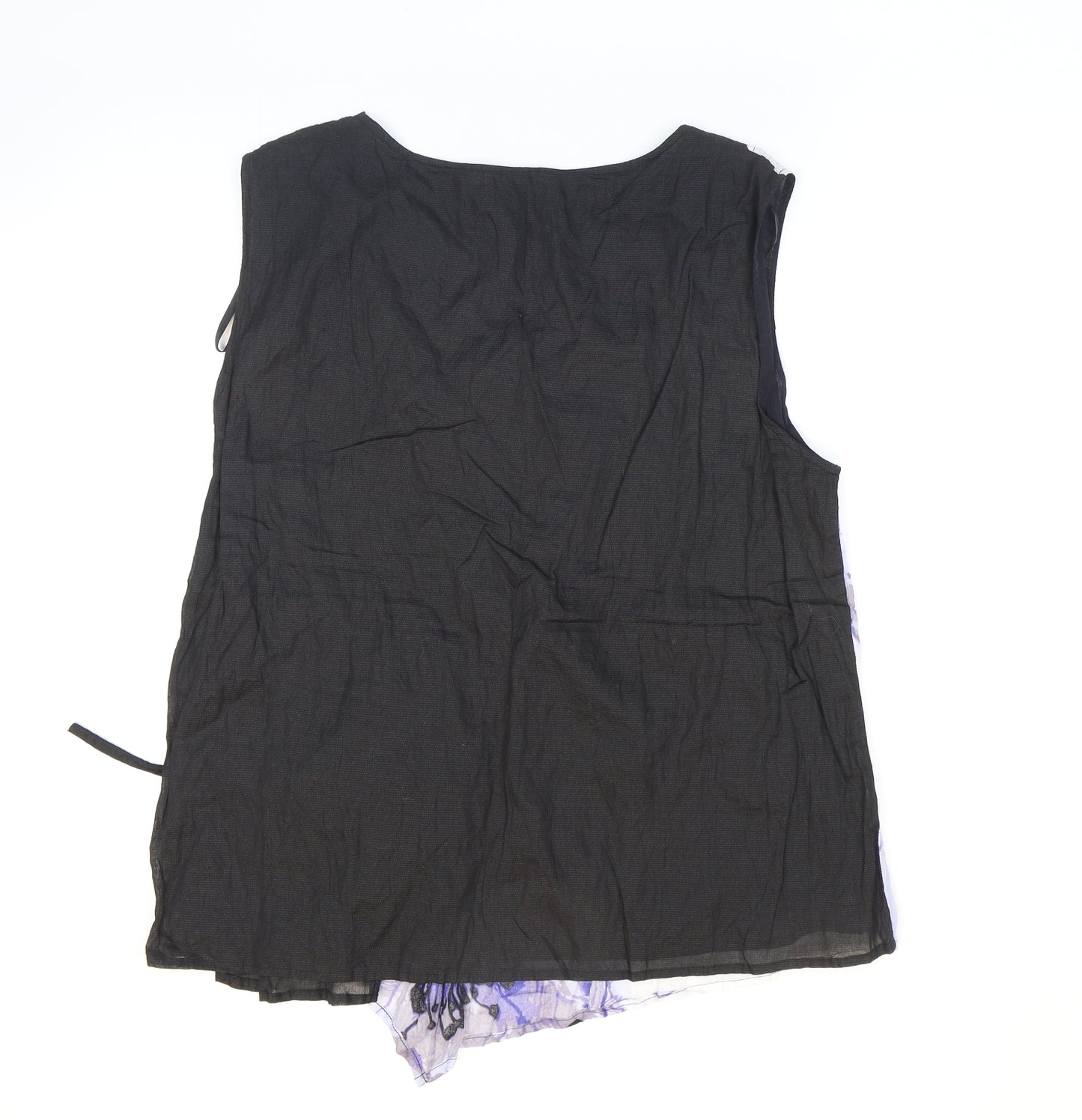 Stitches Womens Black Floral Cotton Basic Tank Size 16 Scoop Neck