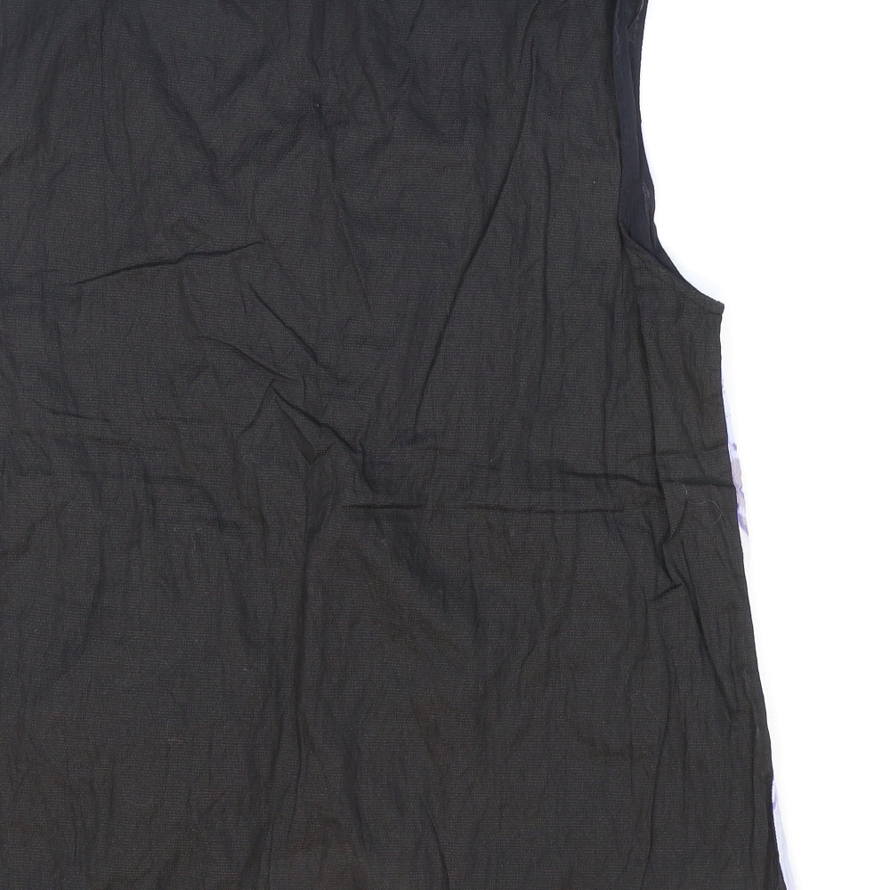 Stitches Womens Black Floral Cotton Basic Tank Size 16 Scoop Neck