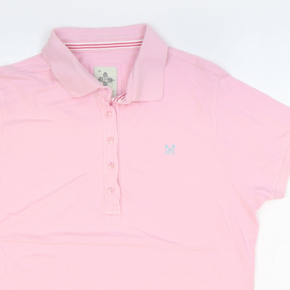 Crew Clothing Womens Pink 100% Cotton Basic Polo Size 18 Collared