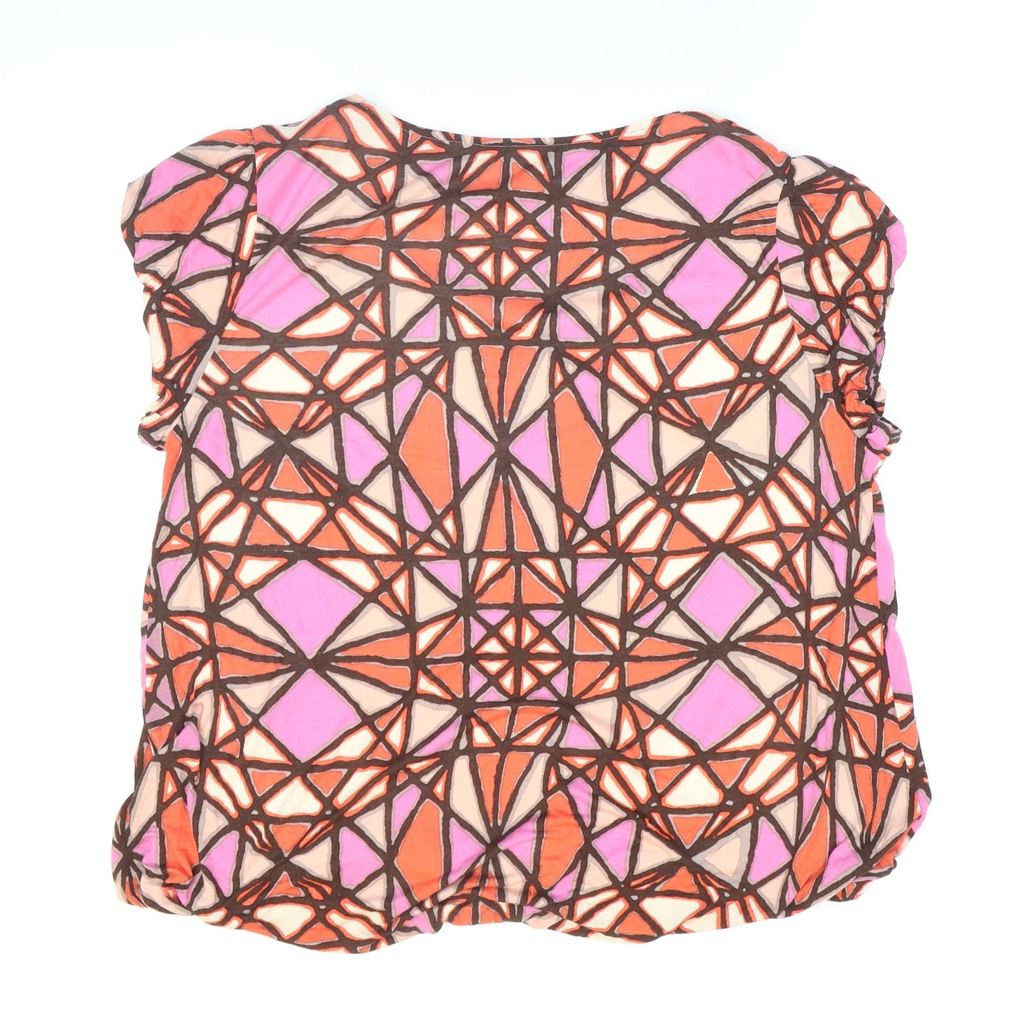 Minuet Womens Multicoloured Geometric Viscose Basic Blouse Size 18 Round Neck