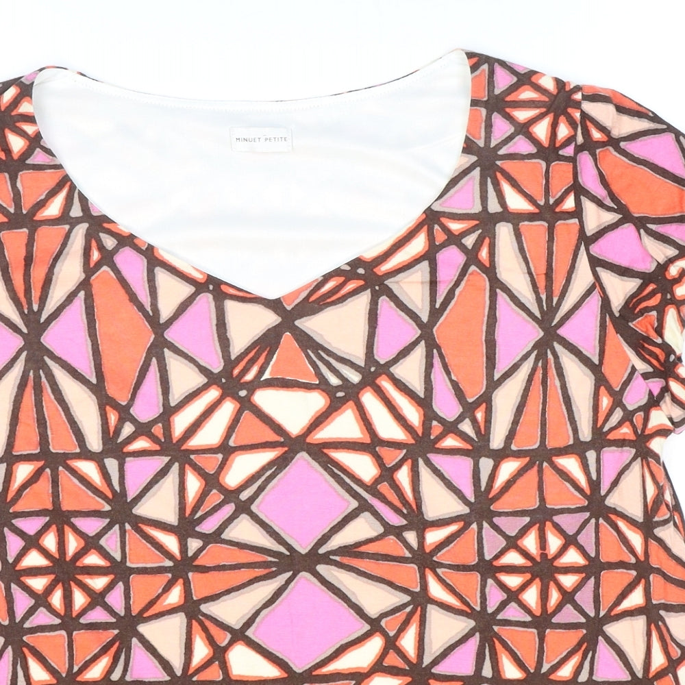 Minuet Womens Multicoloured Geometric Viscose Basic Blouse Size 18 Round Neck