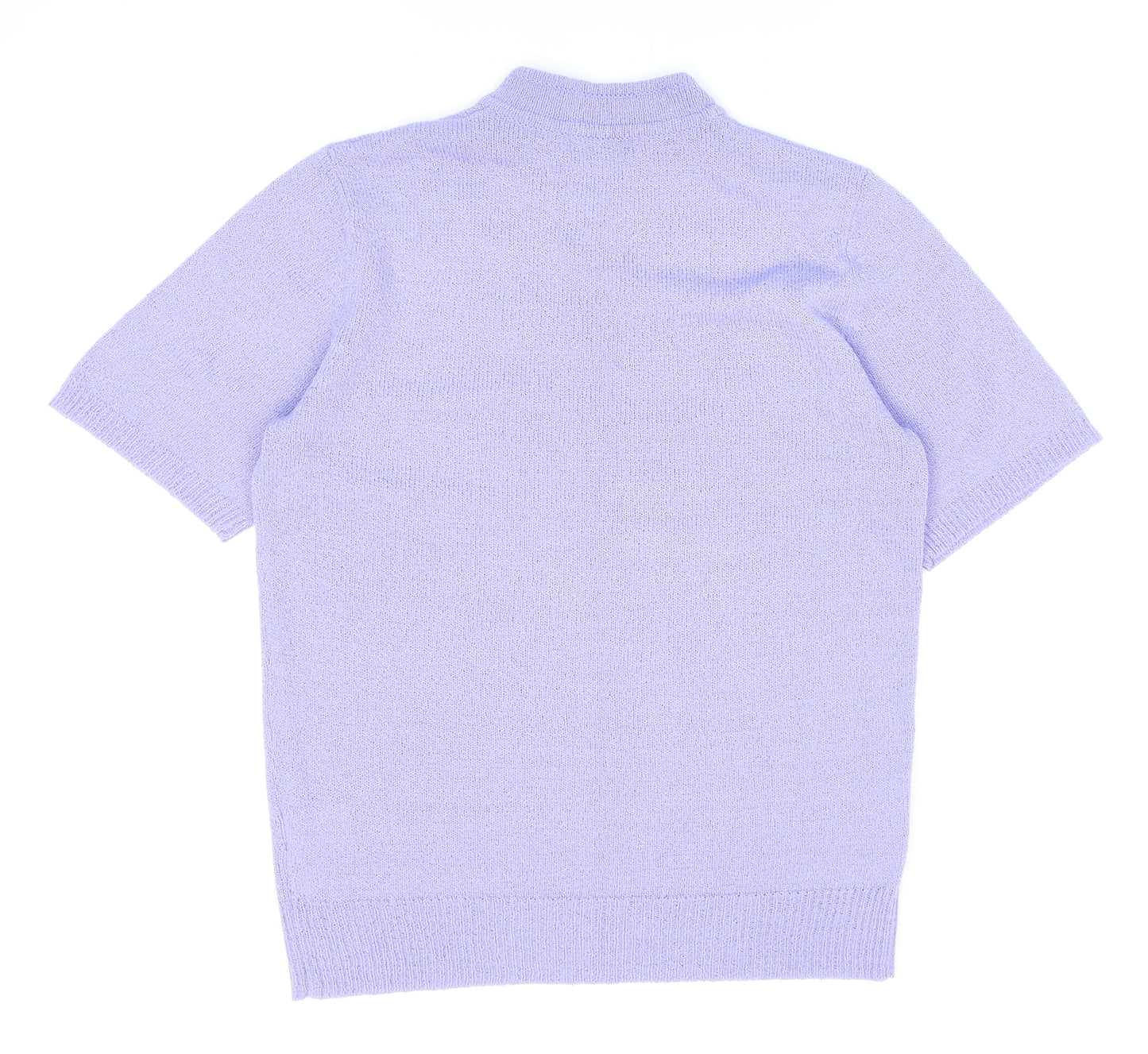 Bonmarché Womens Purple Collared Floral Acrylic Pullover Jumper Size S