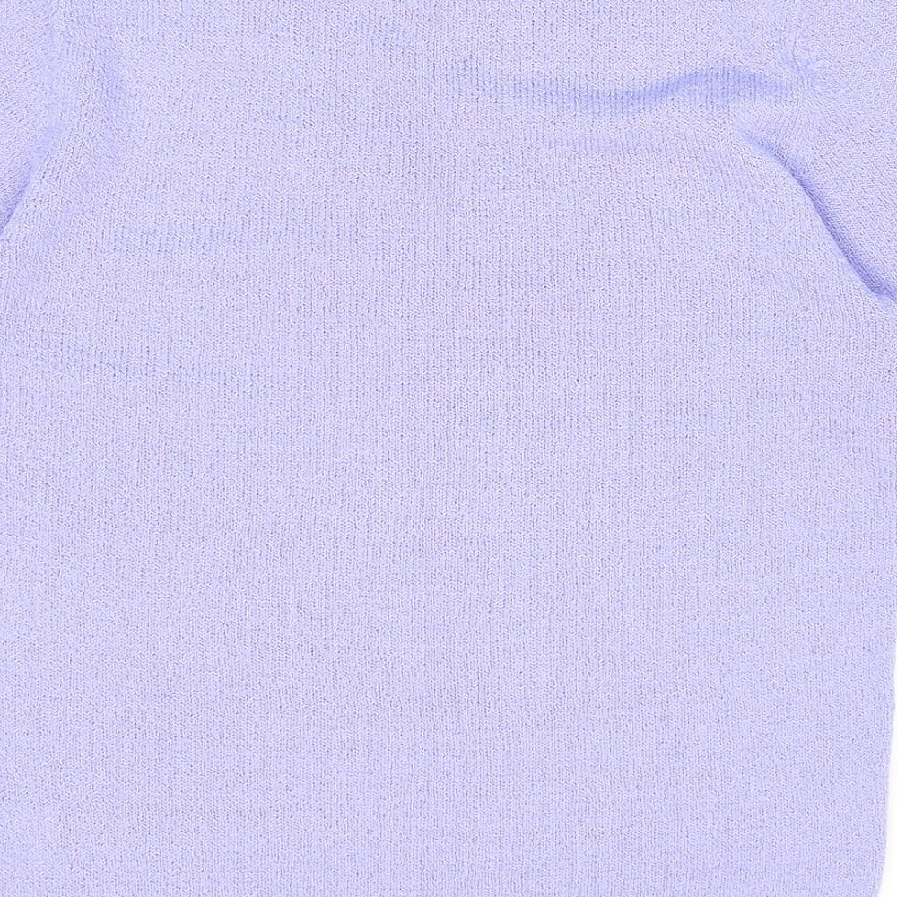 Bonmarché Womens Purple Collared Floral Acrylic Pullover Jumper Size S