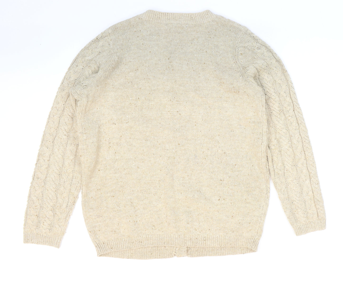 Bonmarché Womens Beige V-Neck Acrylic Cardigan Jumper Size S