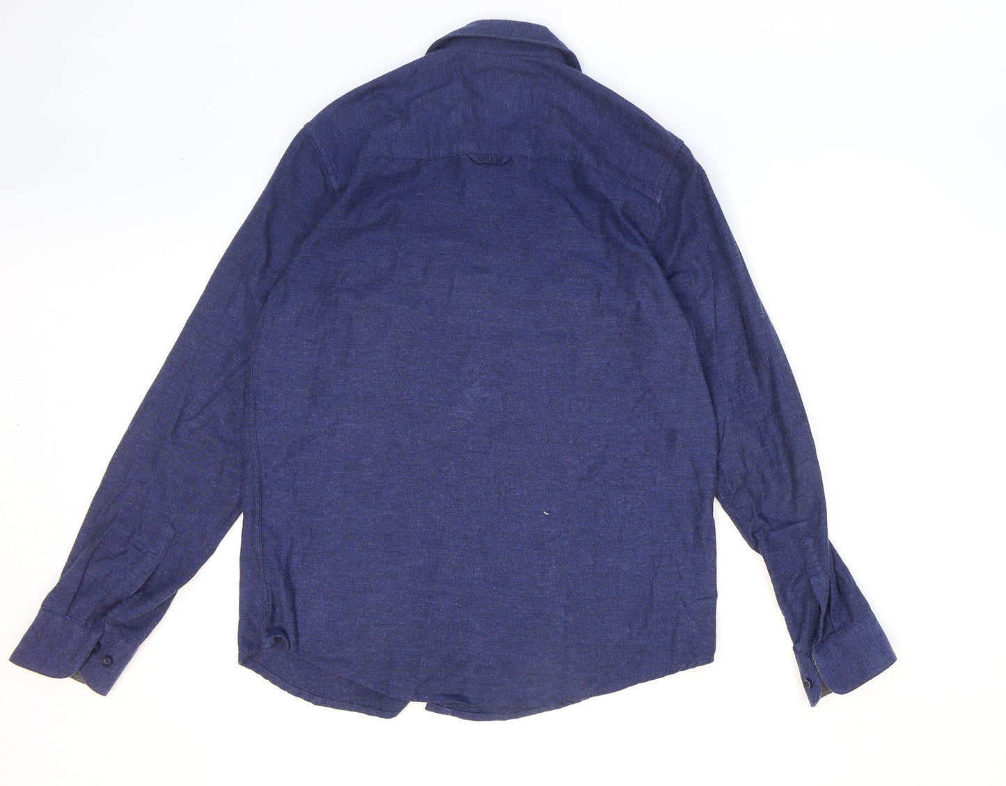 Crew Clothing Mens Blue Cotton Button-Up Size M Collared Button