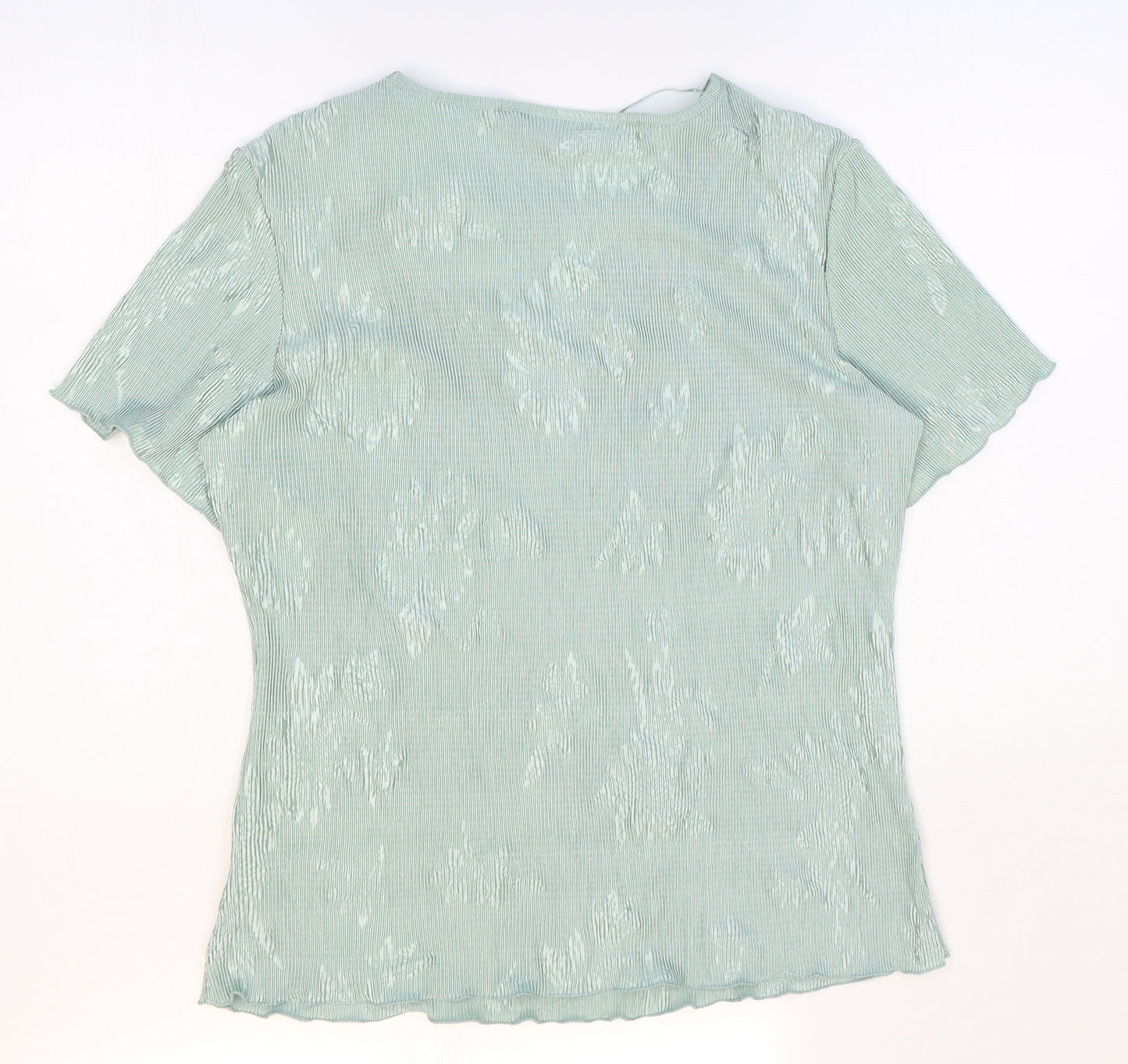 Autonomy Womens Blue Floral Polyester Basic T-Shirt Size 16 V-Neck - Crepe
