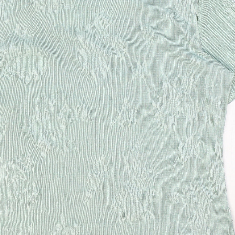 Autonomy Womens Blue Floral Polyester Basic T-Shirt Size 16 V-Neck - Crepe