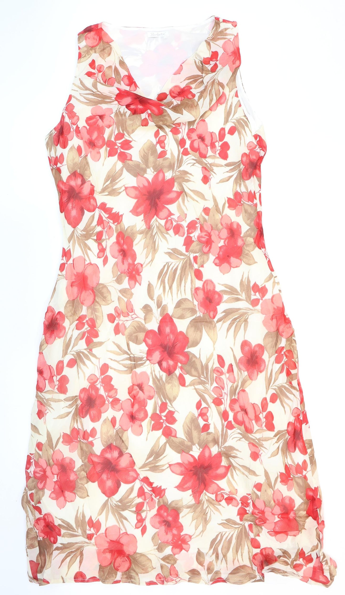Berkertex Womens Multicoloured Floral Viscose Fit & Flare Size 18 Cowl Neck Pullover