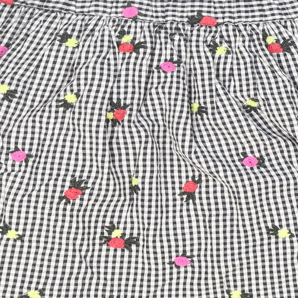 Superdry Womens Multicoloured Check Cotton Skater Skirt Size 10 - Flower Detail