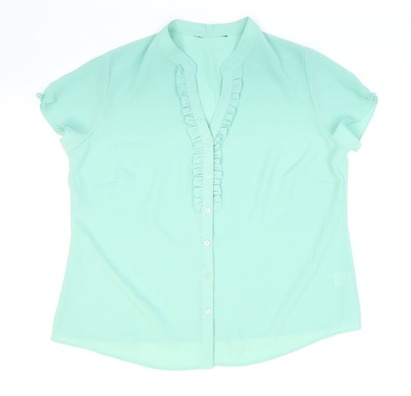 Bonmarché Womens Green Polyester Basic Blouse Size 18 V-Neck