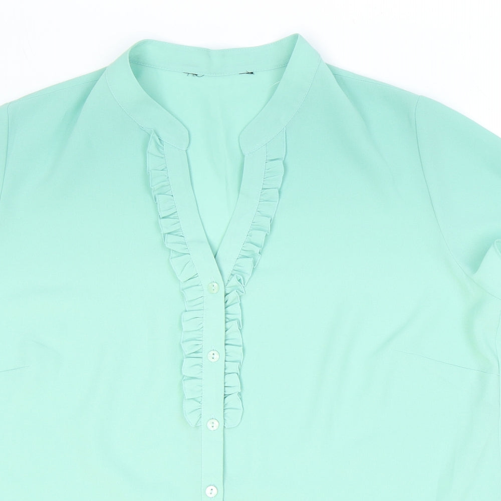 Bonmarché Womens Green Polyester Basic Blouse Size 18 V-Neck