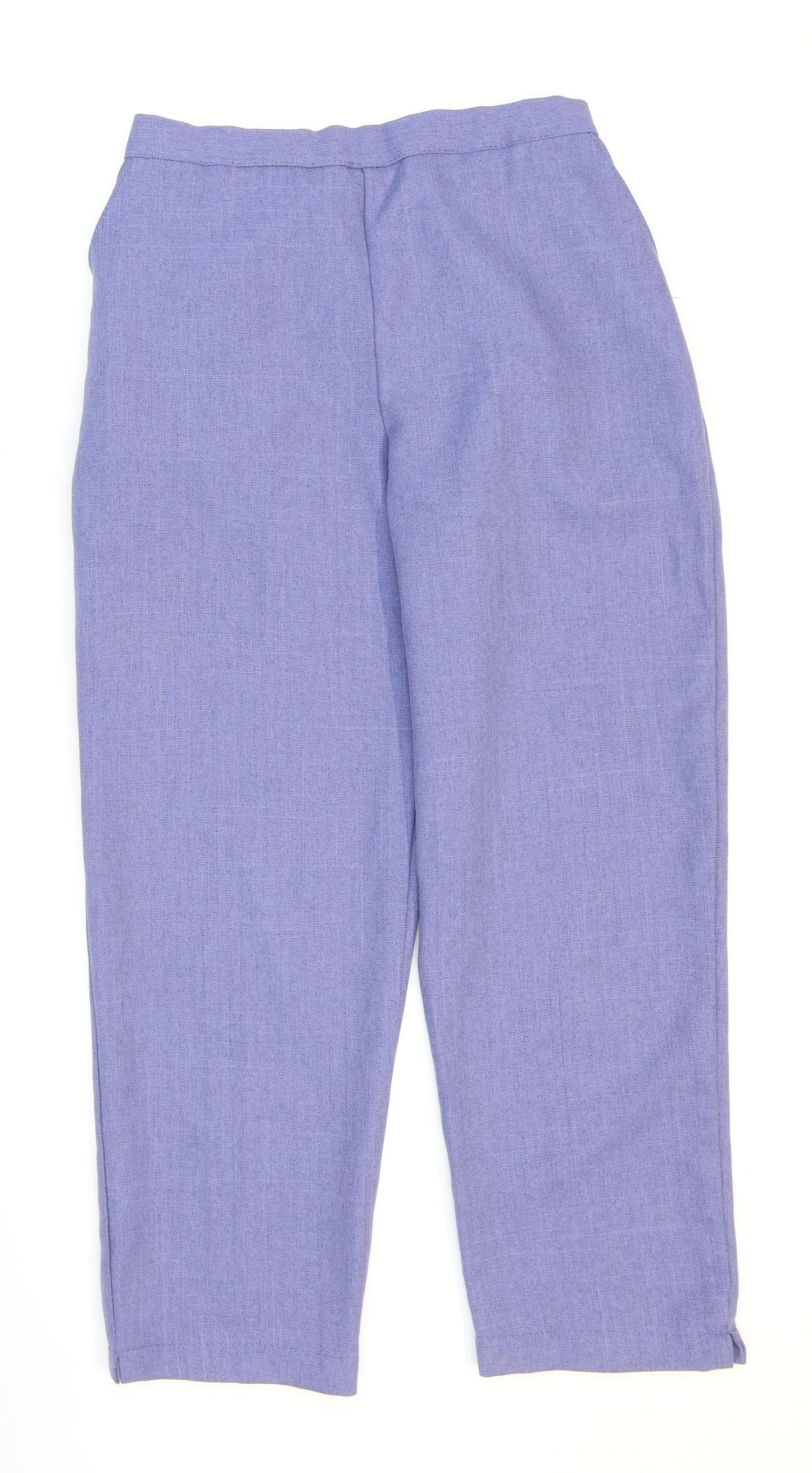 Autonomy Womens Blue Herringbone Polyester Trousers Size 14 L25 in Regular