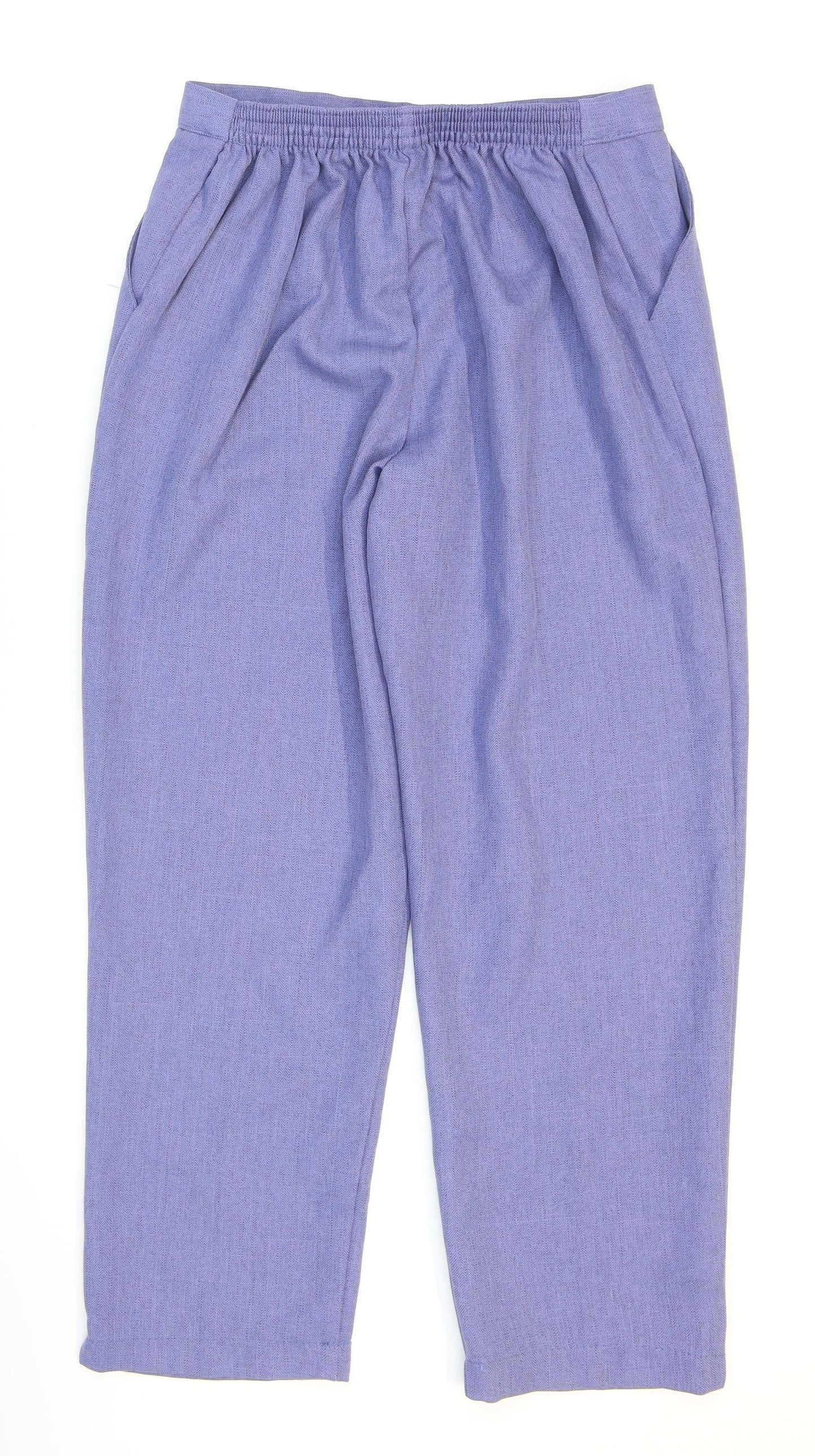 Autonomy Womens Blue Herringbone Polyester Trousers Size 14 L25 in Regular
