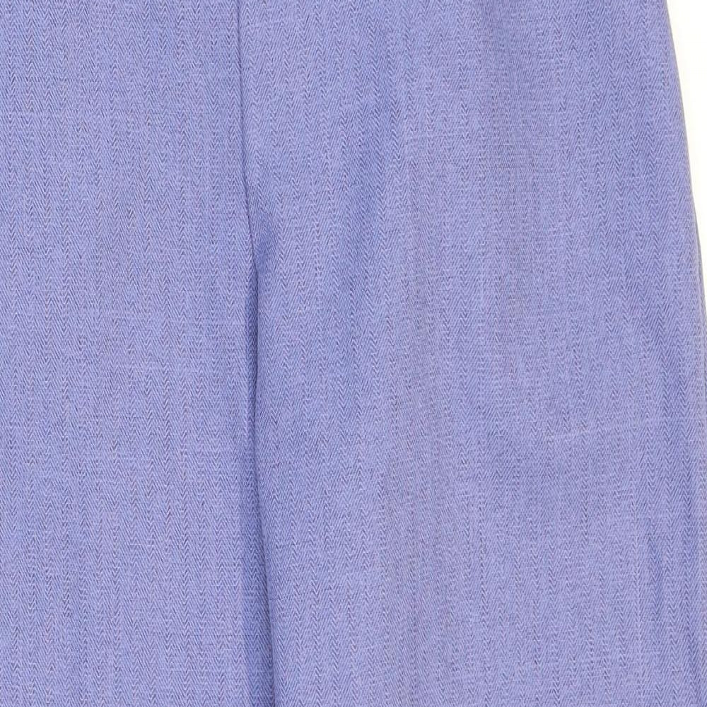 Autonomy Womens Blue Herringbone Polyester Trousers Size 14 L25 in Regular