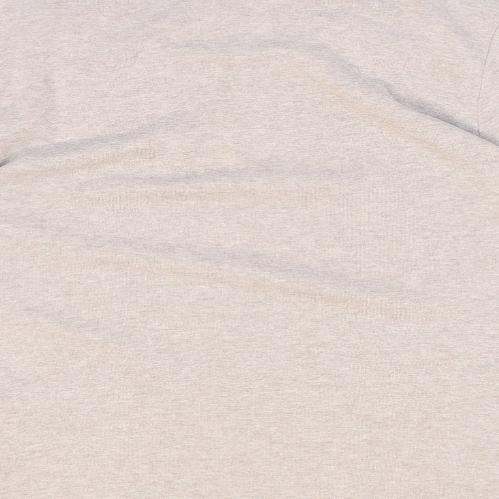 Maine New England Womens Beige Geometric Cotton Basic T-Shirt Size 14 Round Neck