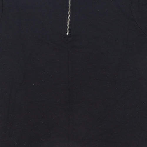 NEXT Womens Black Animal Print Acrylic Basic T-Shirt Size 12 Round Neck