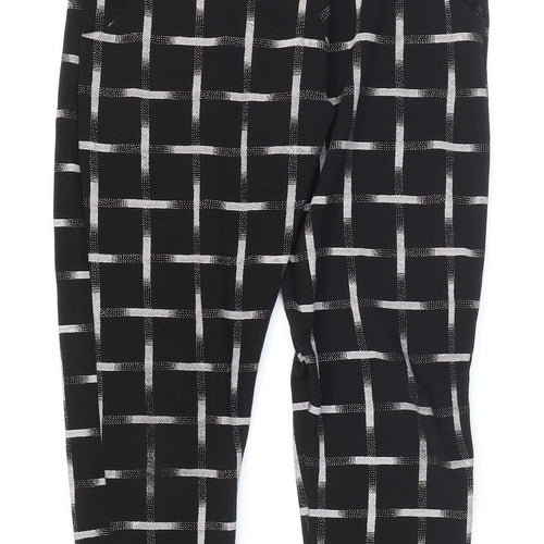 Missguided Womens Black Check Polyester Carrot Trousers Size 12 L28 in Regular